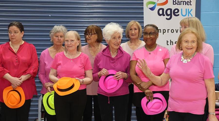 a group of ladies exercising together