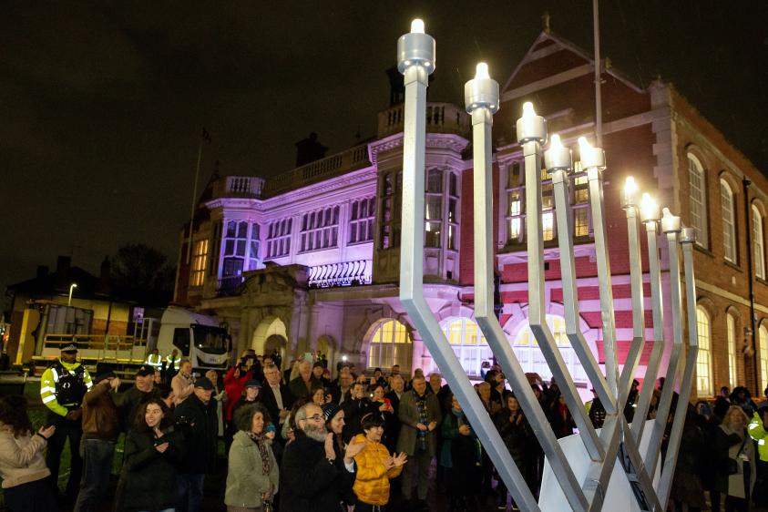 Menorah lighting outside Hendon Town Hall