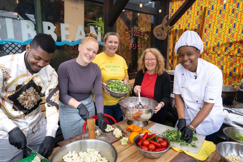 Cllr Alison Moore with Anita Watson and the team at Allotmentz