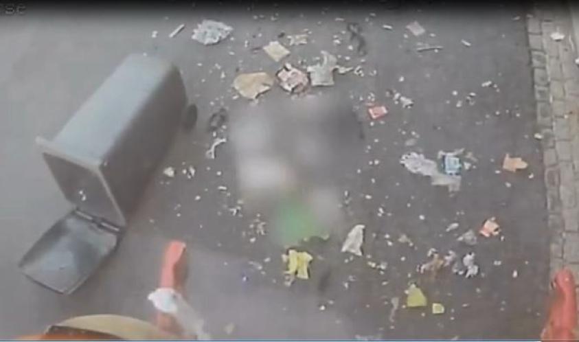 Waste bin exploding